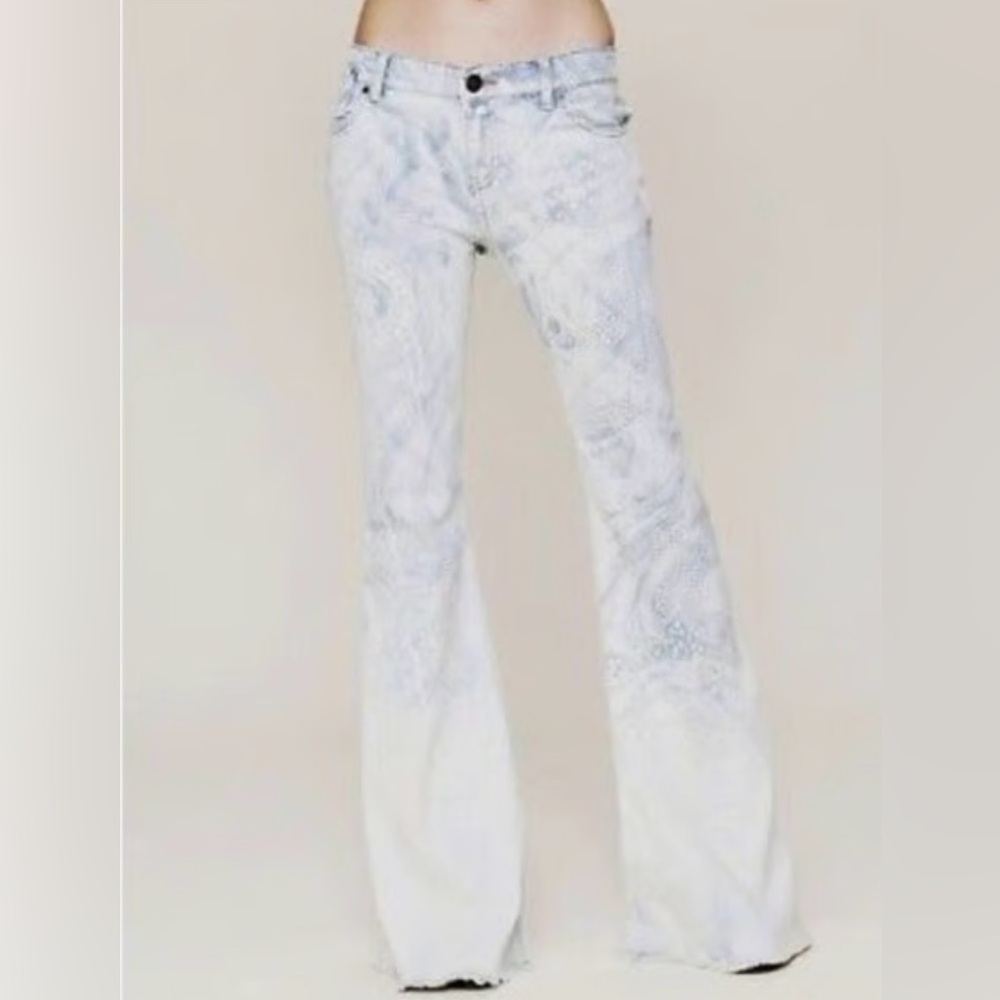 Authentic Rare FP Light Wash Discharge Bali Flared Jeans